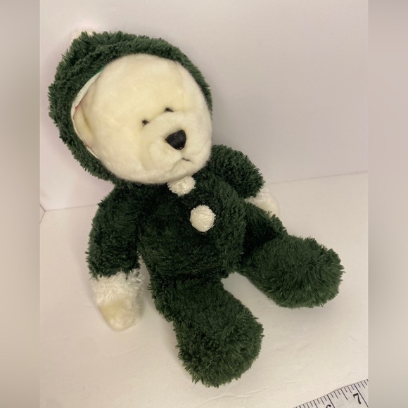 Heritage Collection By Ganz Christmas Teddy Bear Green Suit With Hood Rare HTF - Picture 10 of 15